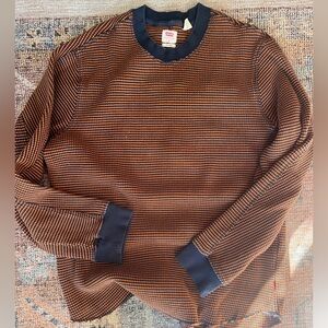Levi's Navy and Orange Checkered Sweater